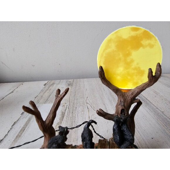 Lemax cat moon happy howl-o-ween fence feline Halloween village decor light up b - Picture 6 of 12